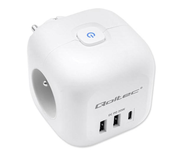QOLTEC Kostka zasilająca przedłużacz 6w1 3x AC/2x USB/1x USB-C - 1330699 - zdjęcie 2